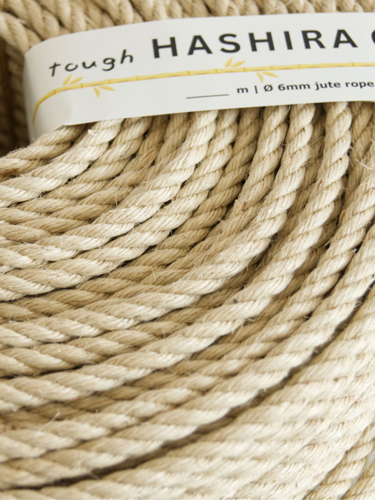 90 m HASHIRA 6/0 Tough – Durable ø 6mm Jute Rope | Hard Wound Tossa Jute for Structural Tie Work, unprocessed, JBO-free