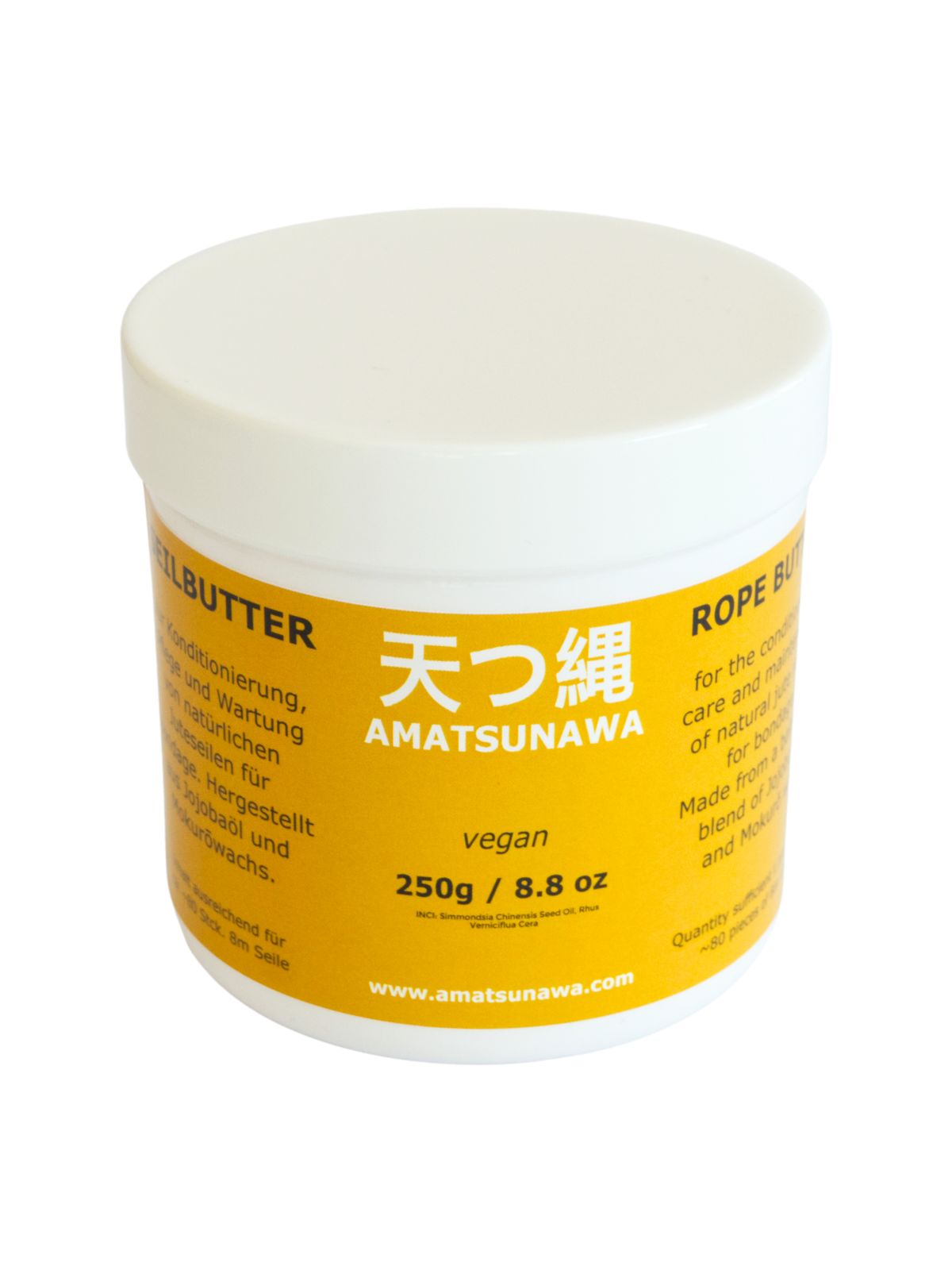 250 g / 8.8 oz vegan rope butter for the care and conditioning of natural jute ropes, shiny finish