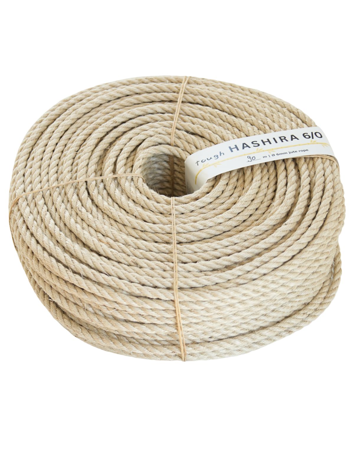 90 m HASHIRA 6/0 Tough – Durable ø 6mm Jute Rope | Hard Wound Tossa Jute for Structural Tie Work, unprocessed, JBO-free