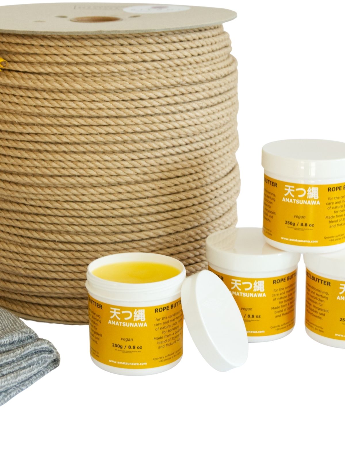250 g / 8.8 oz vegan rope butter for the care and conditioning of natural jute ropes, shiny finish