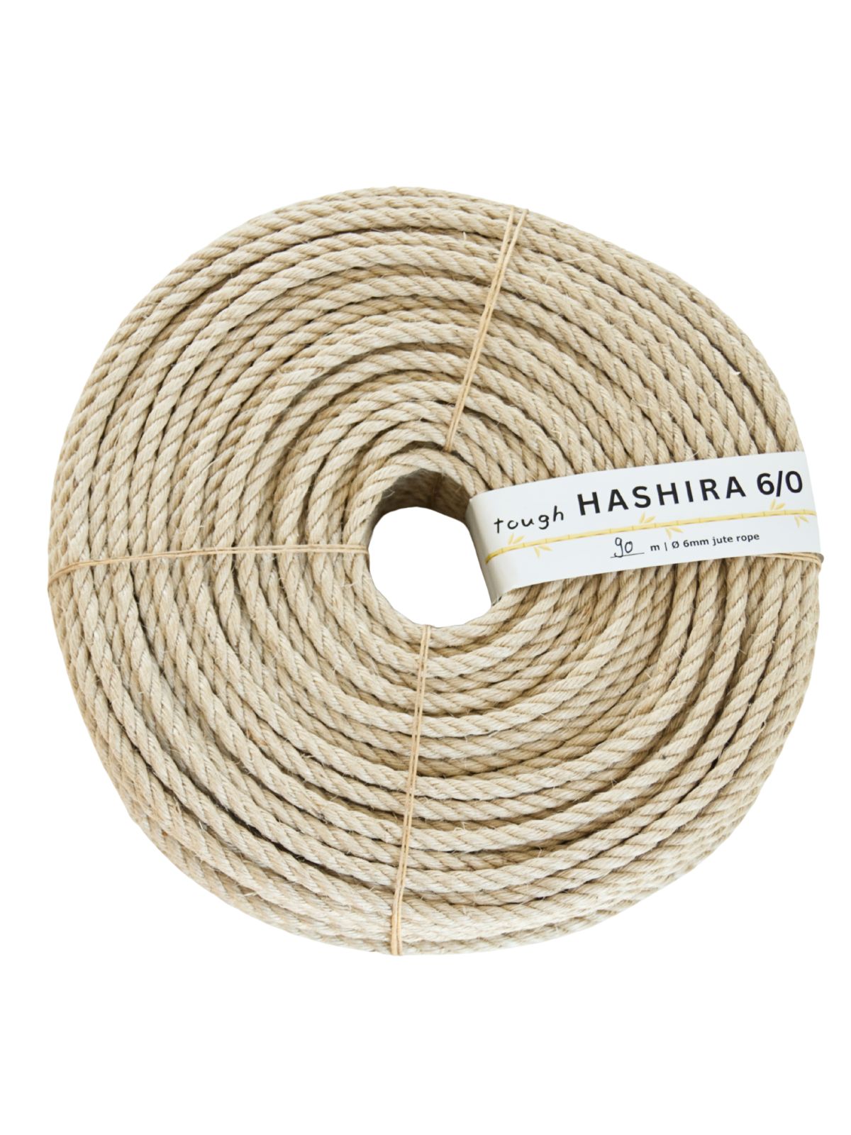 90 m HASHIRA 6/0 Tough – Durable ø 6mm Jute Rope | Hard Wound Tossa Jute for Structural Tie Work, unprocessed, JBO-free