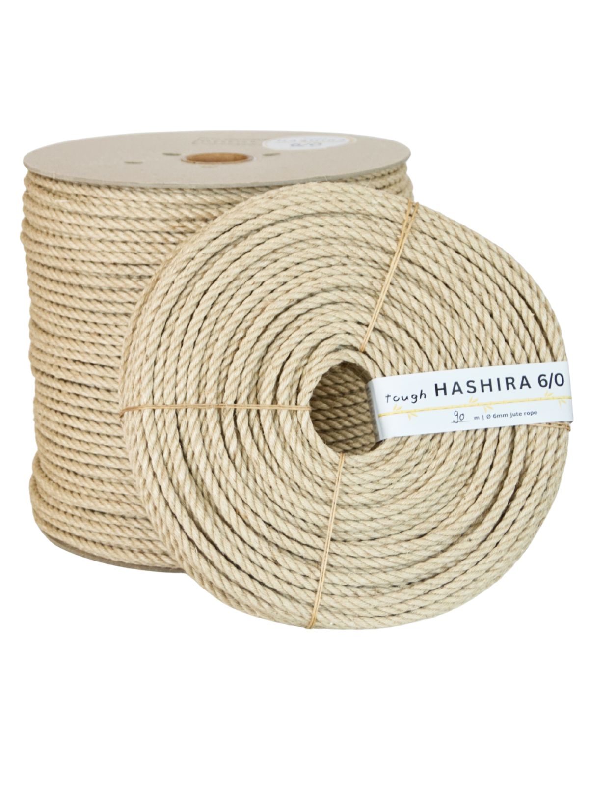 90 m HASHIRA 6/0 Tough – Durable ø 6mm Jute Rope | Hard Wound Tossa Jute for Structural Tie Work, unprocessed, JBO-free